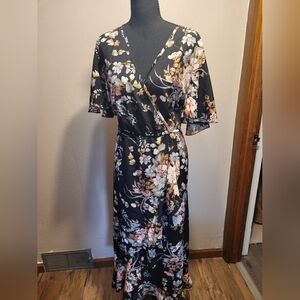 SHEIN Curve Floral Wrap Maxi Dress Size 2XL BOHO Festival
